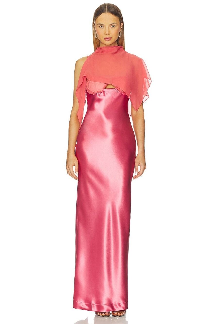 Paris Georgia Suki Dress With Cape in Plum Size Medium $890